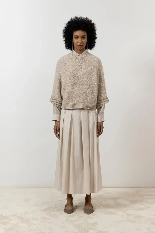 Peserico Knitwear Woman Alpaca Wool Cashmere Silk And Lurex Boucl Sweater Barley Peserico Knitwear Woman Alpaca Wool Cashmere Silk And Lurex Boucl Sweater Barley