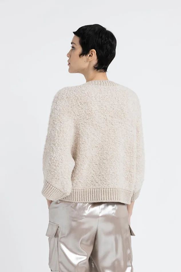 Peserico Knitwear Woman Alpaca Wool Cashmere Silk And Lurex Boucl Sweater Barley Peserico Knitwear Woman Alpaca Wool Cashmere Silk And Lurex Boucl Sweater Barley