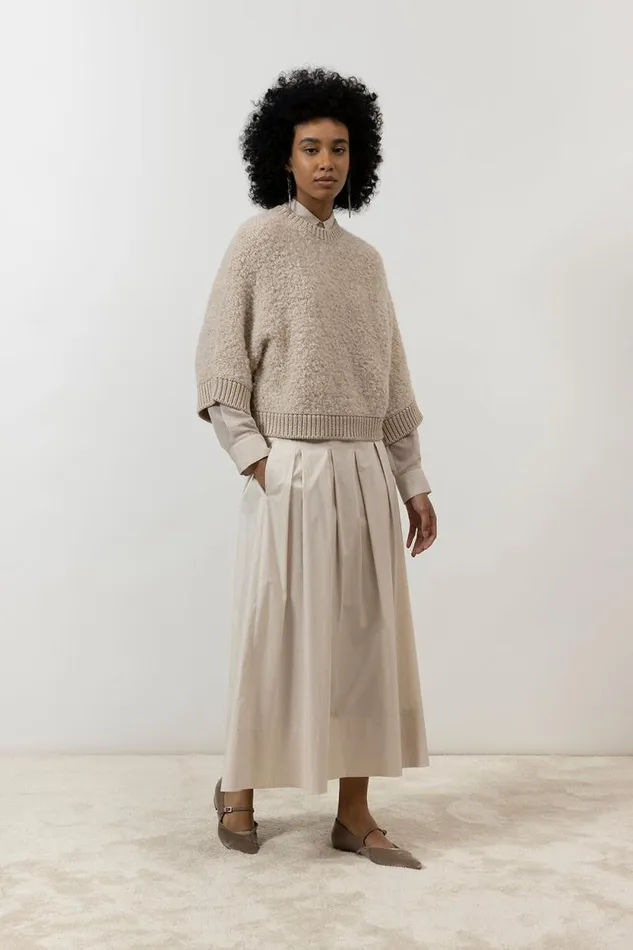 Peserico Knitwear Woman Alpaca Wool Cashmere Silk And Lurex Boucl Sweater Barley Peserico Knitwear Woman Alpaca Wool Cashmere Silk And Lurex Boucl Sweater Barley