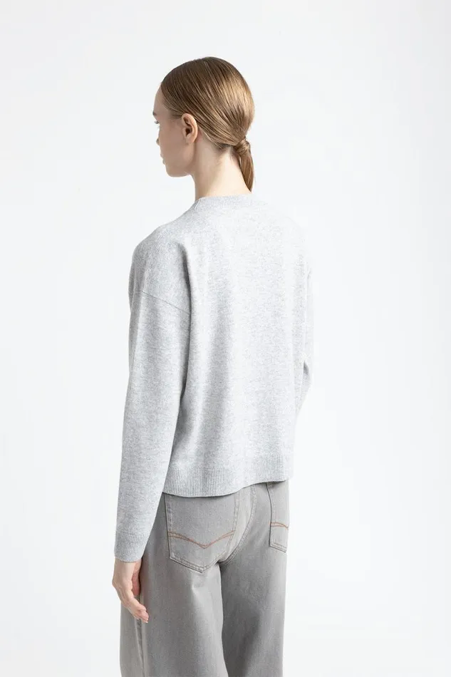 Peserico Knitwear Woman Wool Silk And Cashmere CrewNeck Sweater Gray Peserico Knitwear Woman Wool Silk And Cashmere CrewNeck Sweater Gray