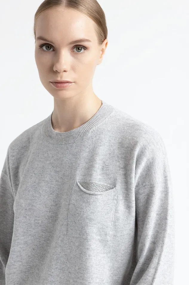 Peserico Knitwear Woman Wool Silk And Cashmere CrewNeck Sweater Gray Peserico Knitwear Woman Wool Silk And Cashmere CrewNeck Sweater Gray