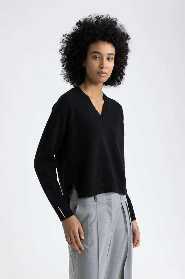 Peserico Knitwear Woman Wool Silk And Cashmere Sweater Black