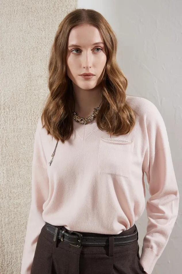 Peserico Knitwear Woman Wool Silk And Cashmere Sweater Dawning