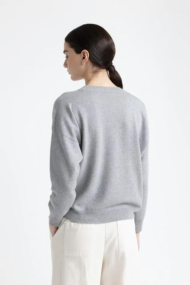 Peserico Knitwear Woman Wool Silk And Cashmere Sweater Granite Peserico Knitwear Woman Wool Silk And Cashmere Sweater Granite