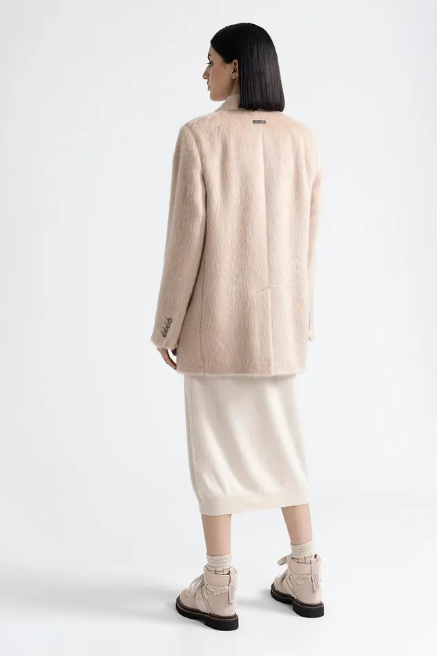 Peserico Outerwear Woman Long Haired Alpaca And Wool Coat Macchiato Peserico Outerwear Woman Long Haired Alpaca And Wool Coat Macchiato
