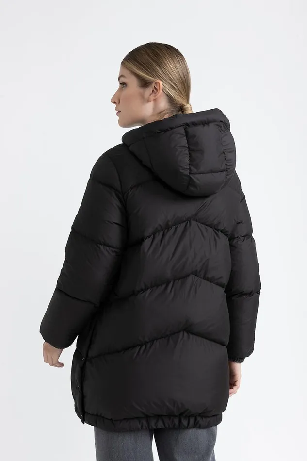 Peserico Outerwear Woman Maxi Hooded Goose Down Jacket Wr Graphite Peserico Outerwear Woman Maxi Hooded Goose Down Jacket Wr Graphite
