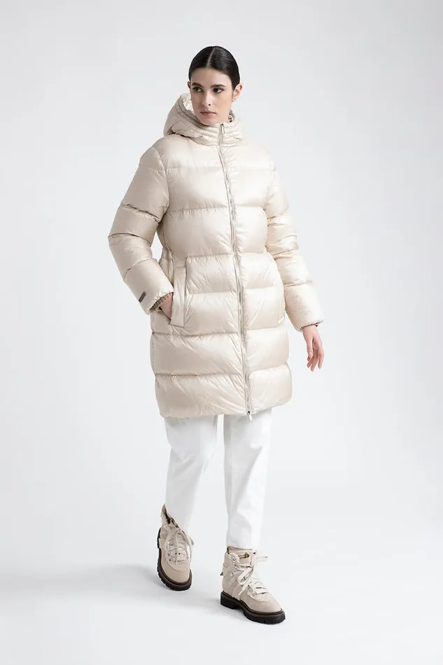 Peserico Outerwear Woman Midi Goose Down Jacket With Hood Barley