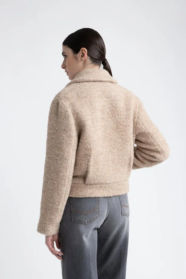 Peserico Outerwear Woman Wool And Alpaca Cropped Coat Macchiato Peserico Outerwear Woman Wool And Alpaca Cropped Coat Macchiato