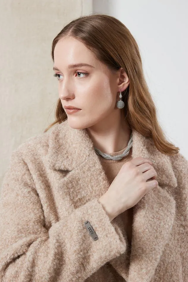 Peserico Outerwear Woman Wool And Alpaca Cropped Coat Macchiato Peserico Outerwear Woman Wool And Alpaca Cropped Coat Macchiato