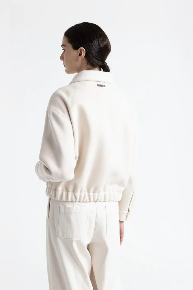 Peserico Outerwear Woman Wool And Cashmere High Neck Jacket Barley Peserico Outerwear Woman Wool And Cashmere High Neck Jacket Barley