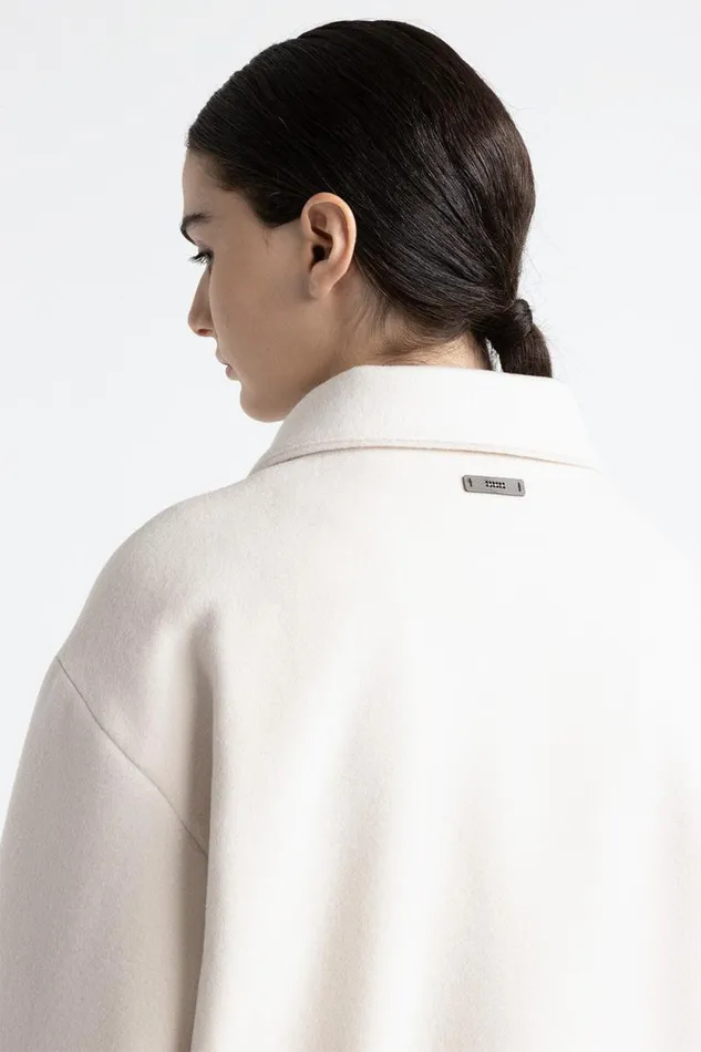 Peserico Outerwear Woman Wool And Cashmere High Neck Jacket Barley Peserico Outerwear Woman Wool And Cashmere High Neck Jacket Barley