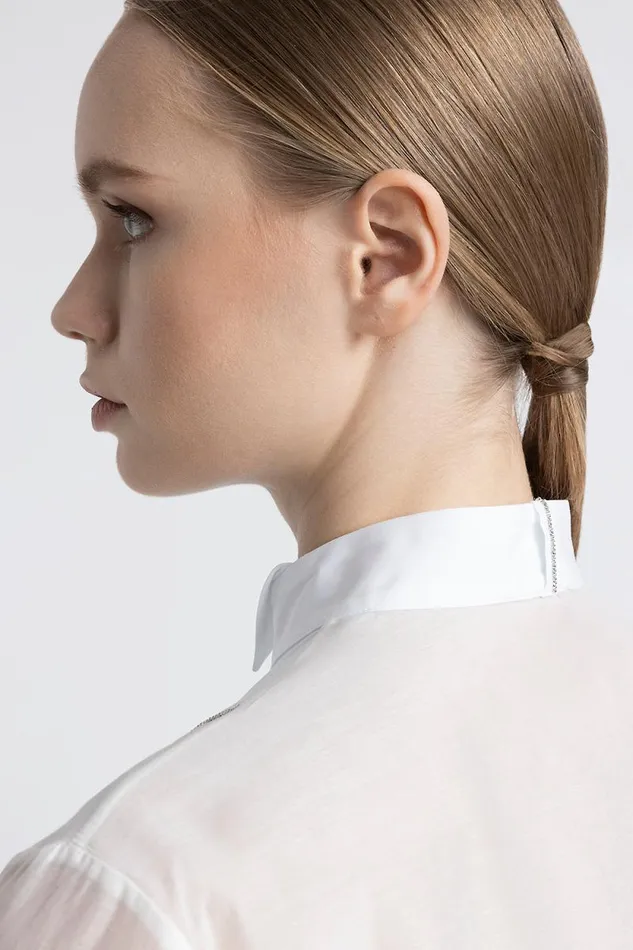 Peserico Shirts And Blouses Woman Cotton And Silk Shirt With Tuxedo Collar White Peserico Shirts And Blouses Woman Cotton And Silk Shirt With Tuxedo Collar White