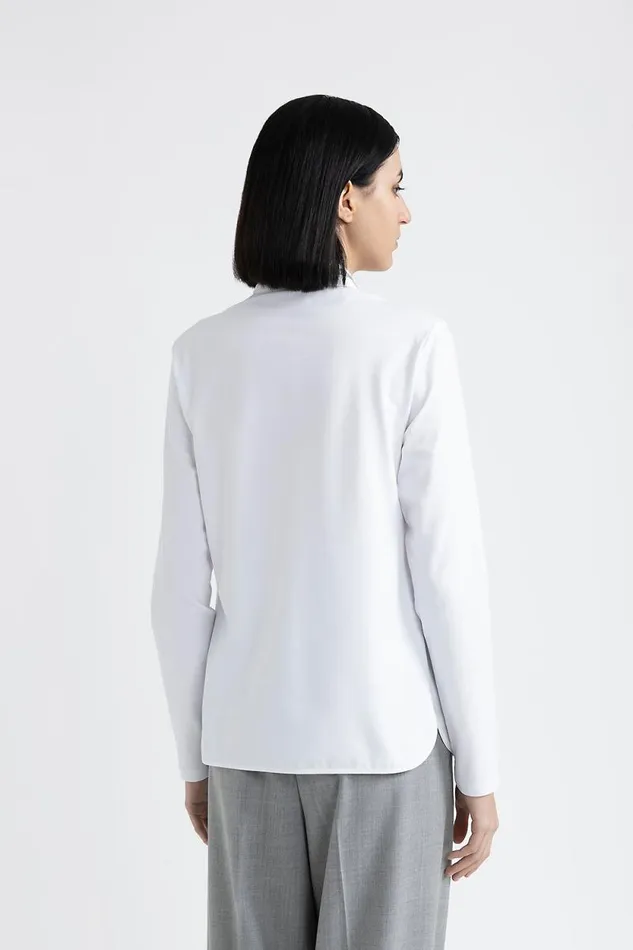 Peserico Shirts And Blouses Woman Poplin And Cotton Jersey Shirt Pure White Peserico Shirts And Blouses Woman Poplin And Cotton Jersey Shirt Pure White