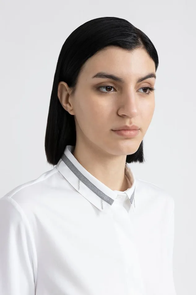 Peserico Shirts And Blouses Woman Poplin And Cotton Jersey Shirt Pure White Peserico Shirts And Blouses Woman Poplin And Cotton Jersey Shirt Pure White