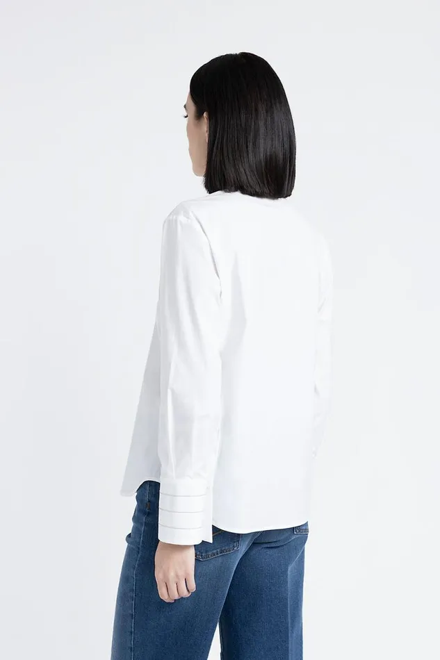 Peserico Shirts And Blouses Woman Stretch Cotton Poplin Shirt Pure White Peserico Shirts And Blouses Woman Stretch Cotton Poplin Shirt Pure White