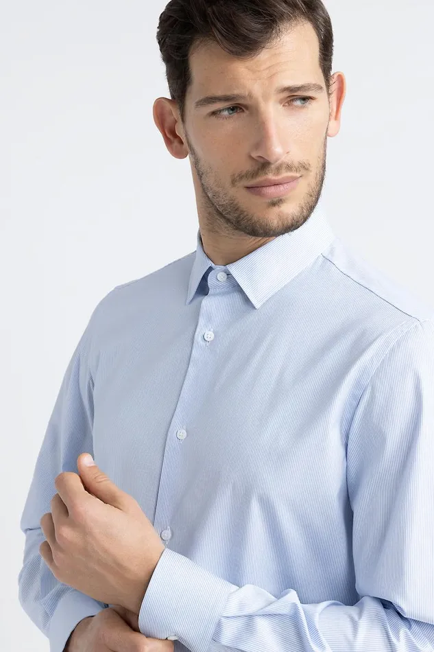 Peserico Shirts Man Cotton Poplin Shirt Pure Ice Peserico Shirts Man Cotton Poplin Shirt Pure Ice