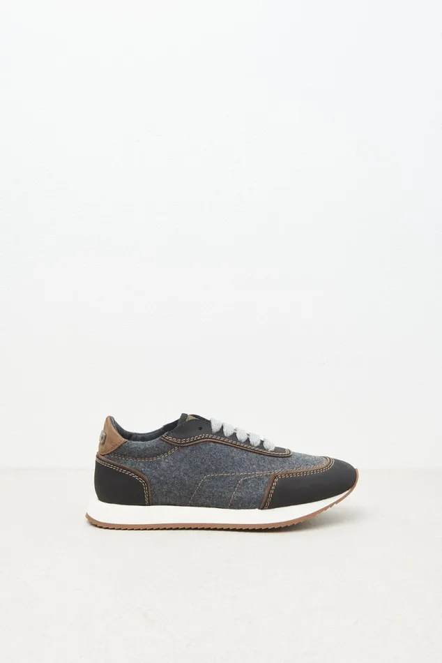 Peserico Shoes Woman Real Leather Felt And Wool Sneakers Graphite Peserico Shoes Woman Real Leather Felt And Wool Sneakers Graphite