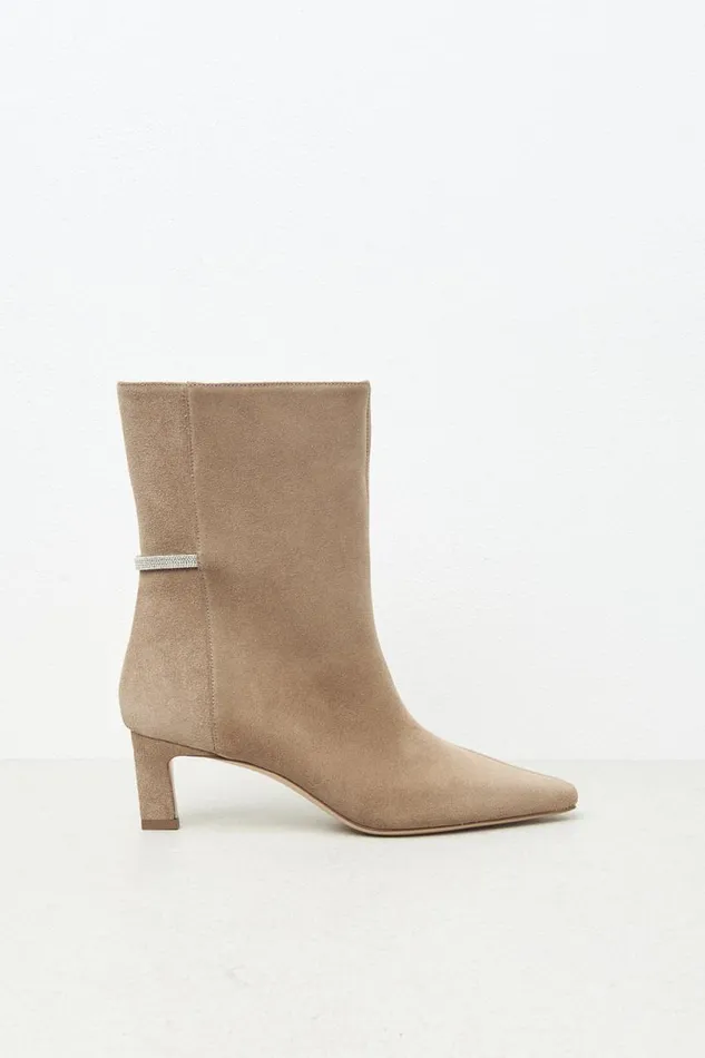 Peserico Shoes Woman Real Leather Suede Ankle Boot Camel