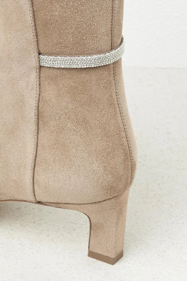 Peserico Shoes Woman Real Leather Suede Ankle Boot Camel