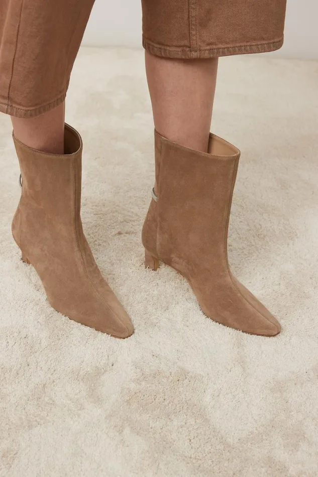 Peserico Shoes Woman Real Leather Suede Ankle Boot Camel
