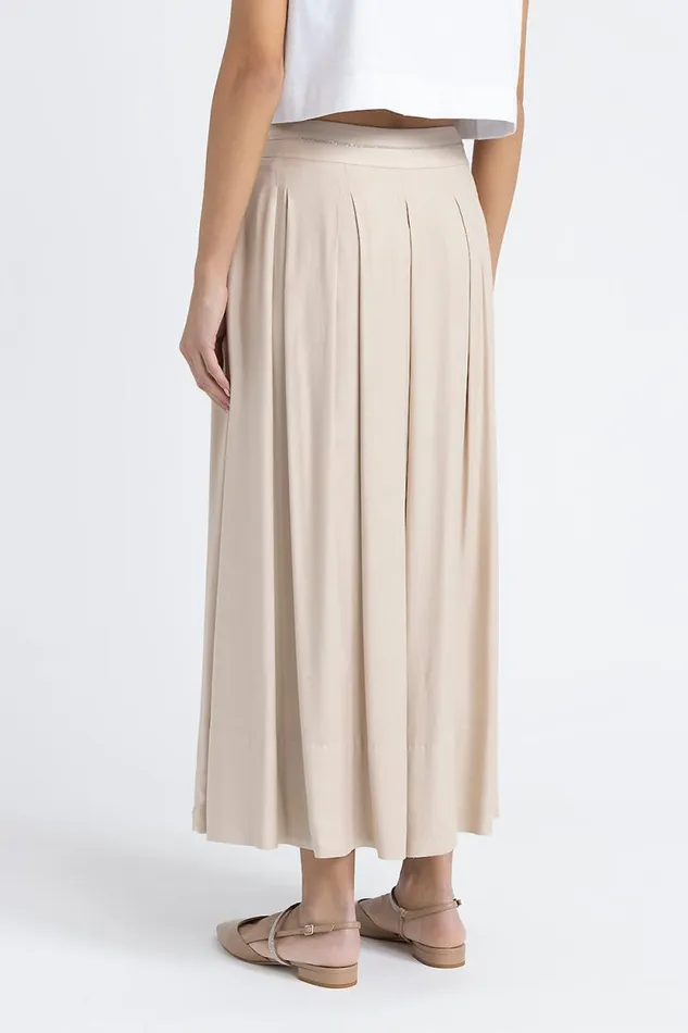 Peserico Skirts Woman Pleated Long Skirt In Wool And Viscose Twill Macchiato Peserico Skirts Woman Pleated Long Skirt In Wool And Viscose Twill Macchiato