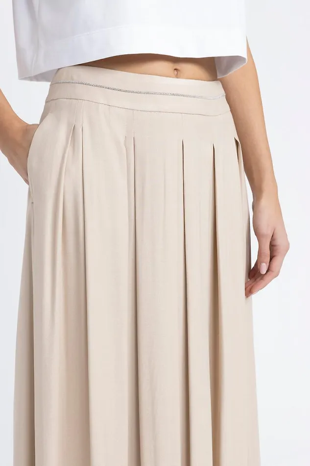 Peserico Skirts Woman Pleated Long Skirt In Wool And Viscose Twill Macchiato Peserico Skirts Woman Pleated Long Skirt In Wool And Viscose Twill Macchiato