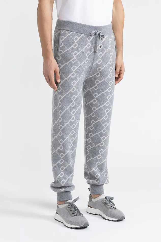 Peserico Suits And Sets ManWoman Wool Blend Logoed Trousers Granite
