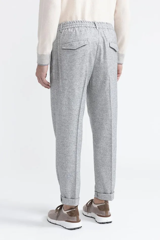 Peserico Suits And Sets ManWoman Wool Silk And Cashmere Tweed Jogger Trousers Granite Peserico Suits And Sets ManWoman Wool Silk And Cashmere Tweed Jogger Trousers Granite