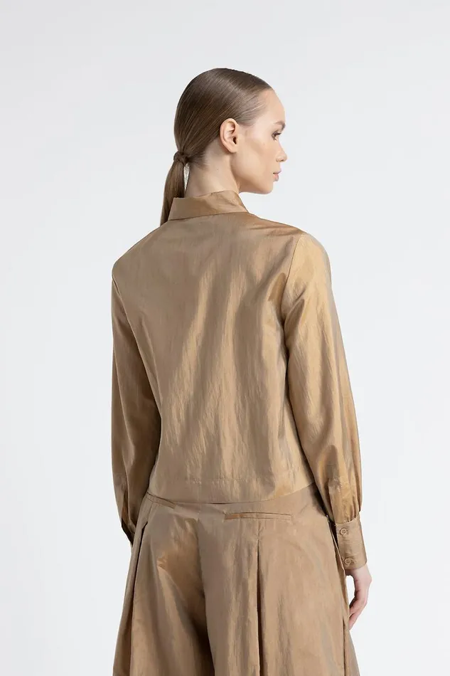 Peserico Suits And Sets Woman Light Silk Blend Cropped Shirt Camel Peserico Suits And Sets Woman Light Silk Blend Cropped Shirt Camel