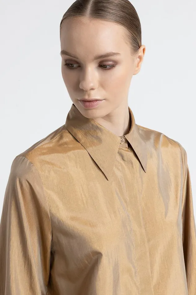 Peserico Suits And Sets Woman Light Silk Blend Cropped Shirt Camel Peserico Suits And Sets Woman Light Silk Blend Cropped Shirt Camel