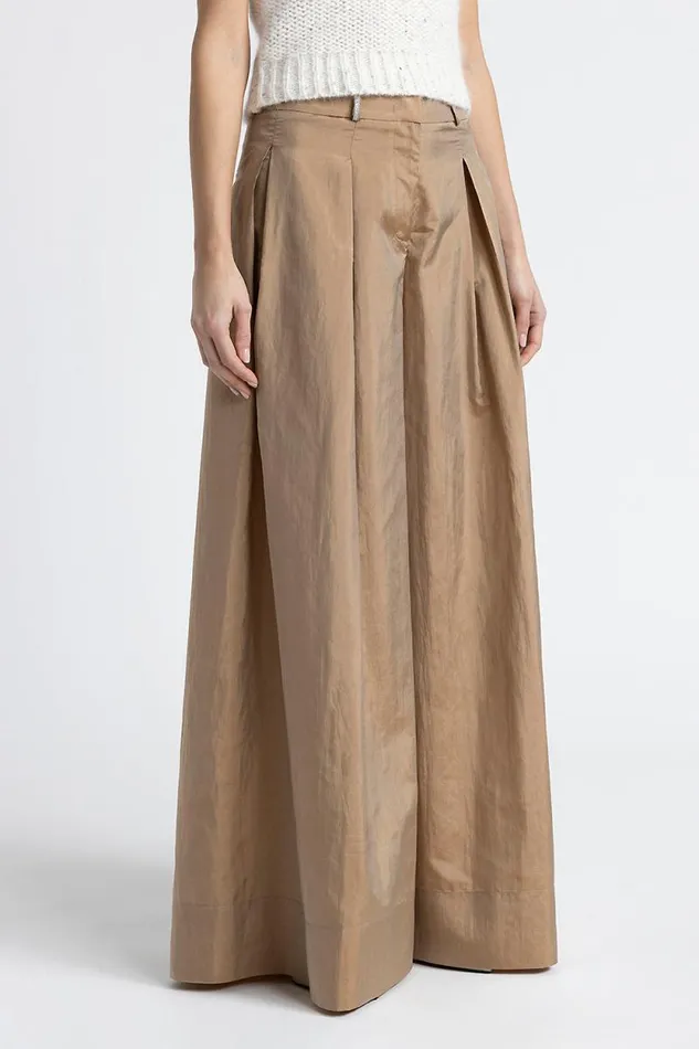 Peserico Suits And Sets Woman Light Silk Blend Wide Leg Trousers Camel