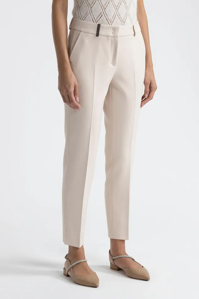 Peserico Suits And Sets Woman TwoWay Stretch Fabric Cigarette Trousers Barley Peserico Suits And Sets Woman TwoWay Stretch Fabric Cigarette Trousers Barley