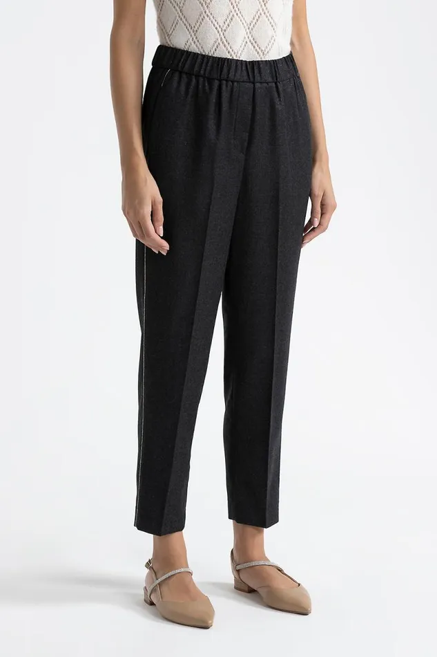 Peserico Suits And Sets Woman Wool And Lurex Carrot Trousers Graphite