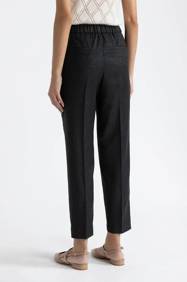 Peserico Suits And Sets Woman Wool And Lurex Carrot Trousers Graphite Peserico Suits And Sets Woman Wool And Lurex Carrot Trousers Graphite
