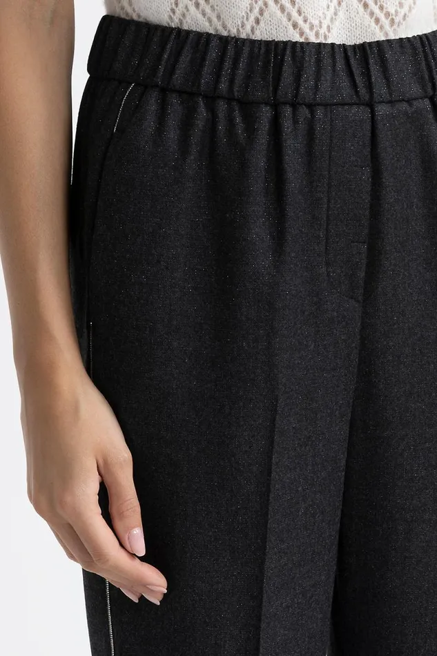 Peserico Suits And Sets Woman Wool And Lurex Carrot Trousers Graphite Peserico Suits And Sets Woman Wool And Lurex Carrot Trousers Graphite