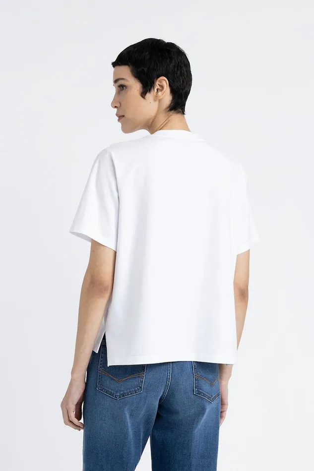 Peserico Tops And TShirts Woman Cotton Jersey TShirt With Embroidery Pure White Peserico Tops And TShirts Woman Cotton Jersey TShirt With Embroidery Pure White