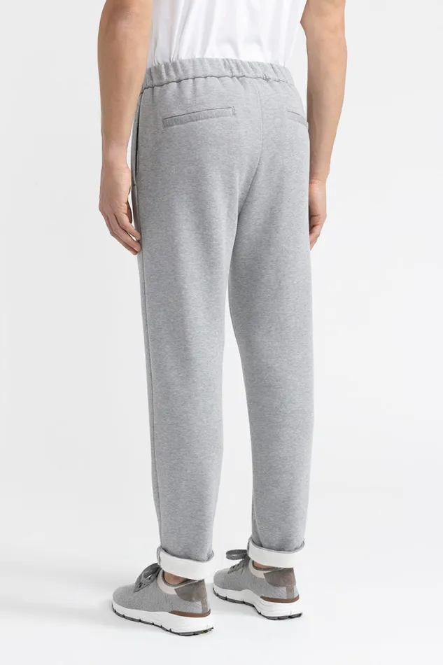 Peserico Trousers Man Brushed Melange Cotton Fleece Joggers Granite Peserico Trousers Man Brushed Melange Cotton Fleece Joggers Granite