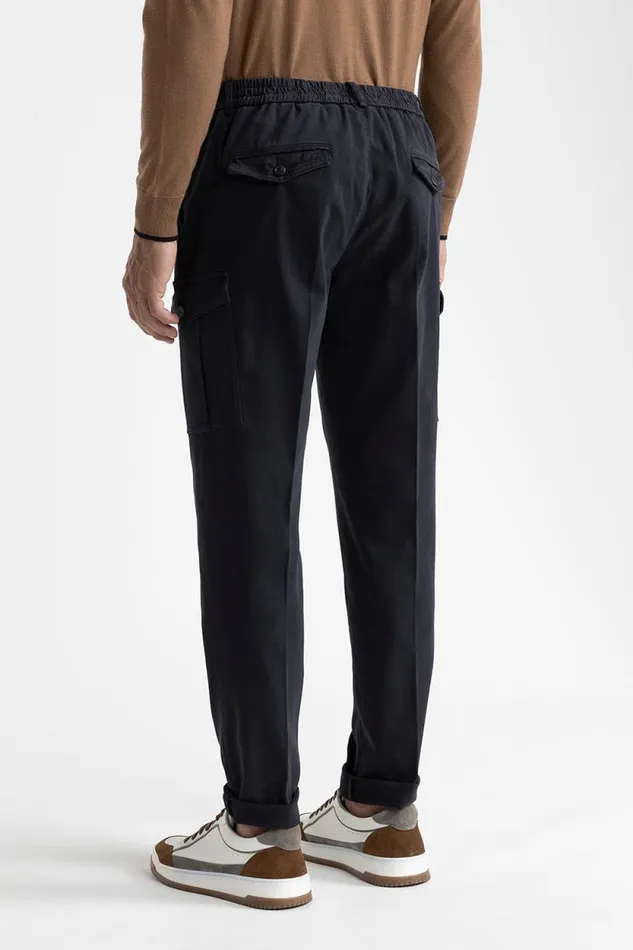 Peserico Trousers Man Cotton Chinos With Pockets Inkwell Blue Peserico Trousers Man Cotton Chinos With Pockets Inkwell Blue
