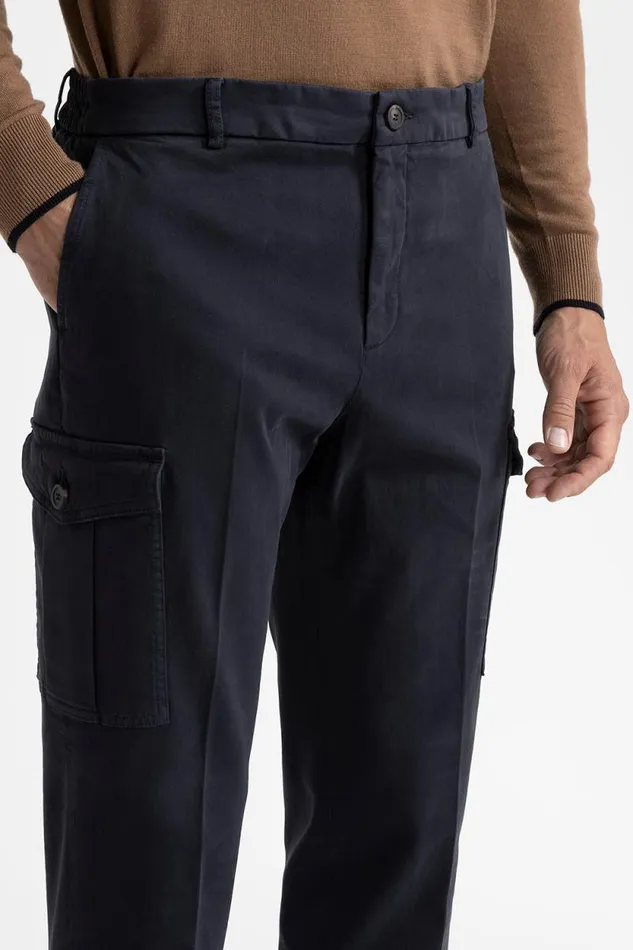 Peserico Trousers Man Cotton Chinos With Pockets Inkwell Blue Peserico Trousers Man Cotton Chinos With Pockets Inkwell Blue
