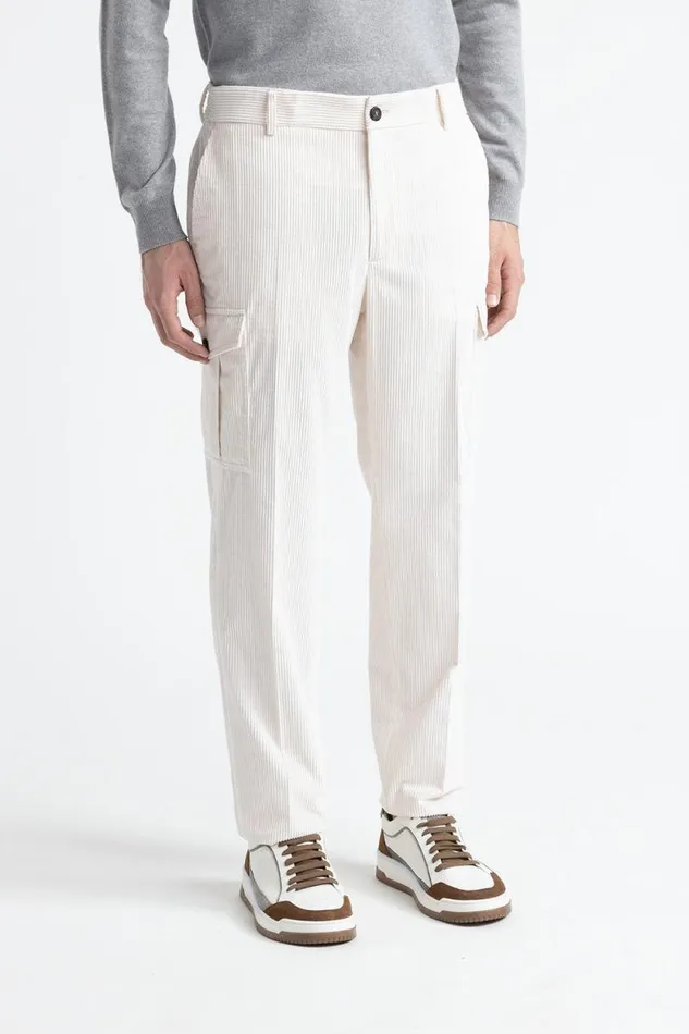 Peserico Trousers Man Cotton Velvet Chino Trousers Hornbeam