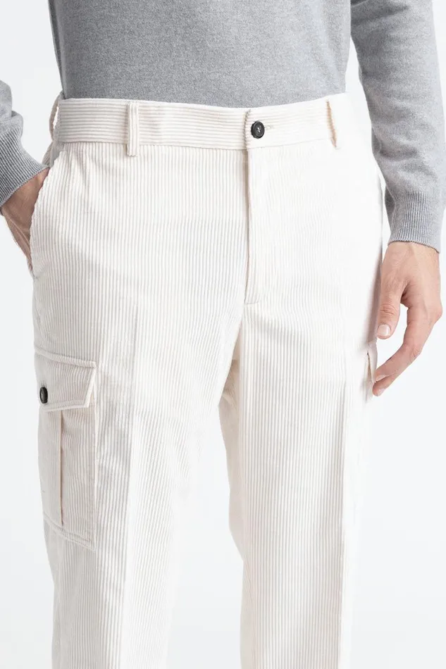 Peserico Trousers Man Cotton Velvet Chino Trousers Hornbeam