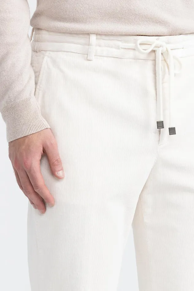 Peserico Trousers Man Cotton Velvet Jogger Trousers Hornbeam Peserico Trousers Man Cotton Velvet Jogger Trousers Hornbeam