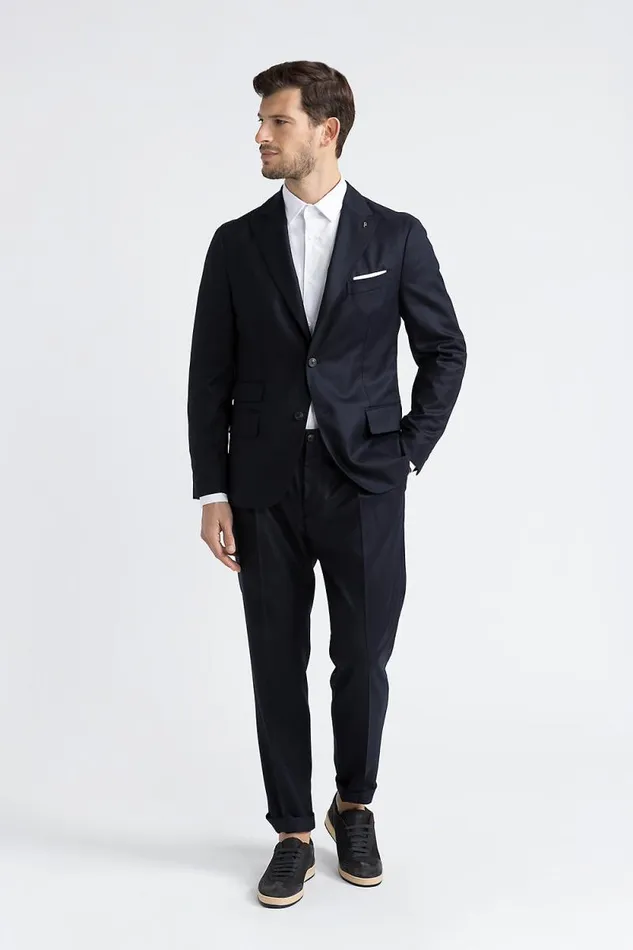 Peserico Trousers Man Pure Wool Trousers With Pockets Blue Peserico Trousers Man Pure Wool Trousers With Pockets Blue