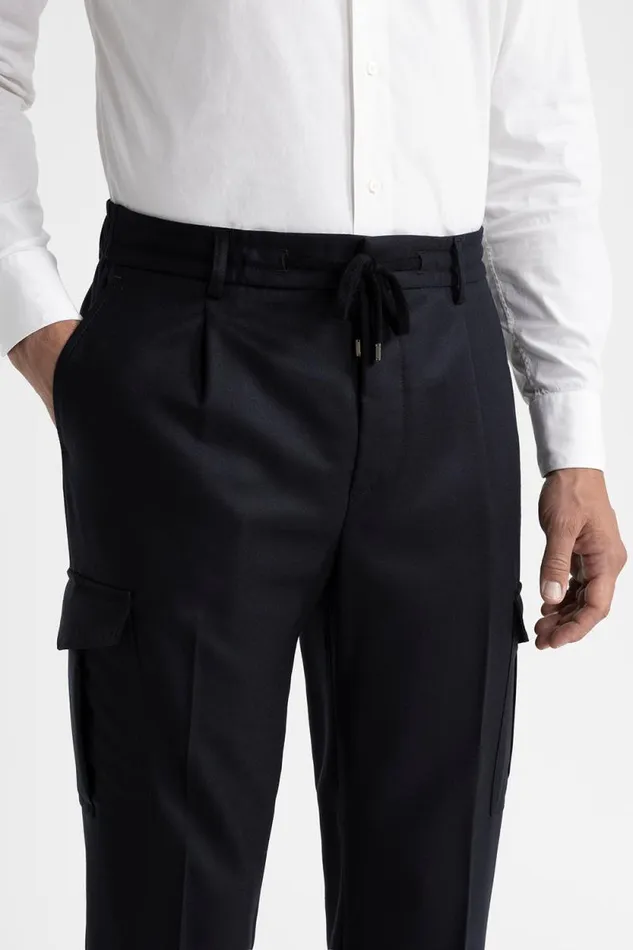 Peserico Trousers Man Pure Wool Trousers With Pockets Blue Peserico Trousers Man Pure Wool Trousers With Pockets Blue