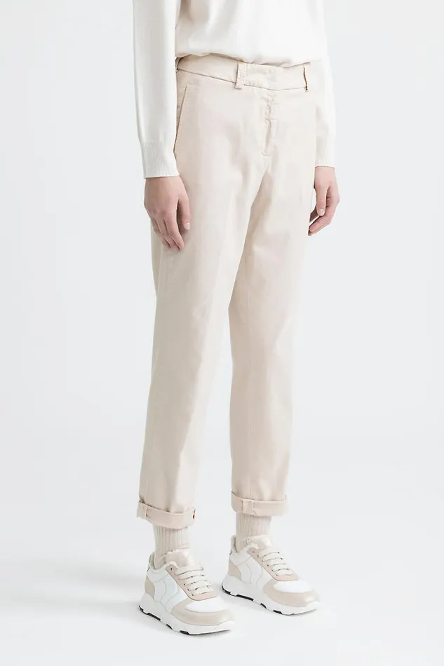 Peserico Trousers Woman Peachskin Gabardine Carrot Trousers Barley