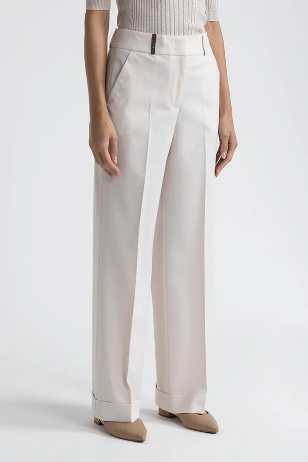 Peserico Trousers Woman Straight Twill Trouser Pearl Beige