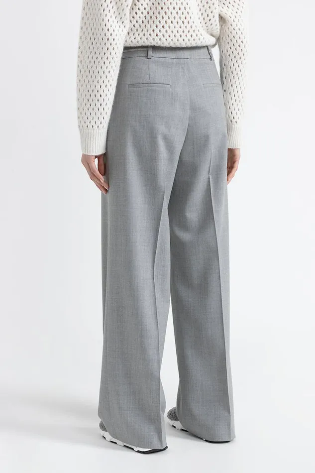 Peserico Trousers Woman Stretch Wool Palazzo Trousers Granite Peserico Trousers Woman Stretch Wool Palazzo Trousers Granite