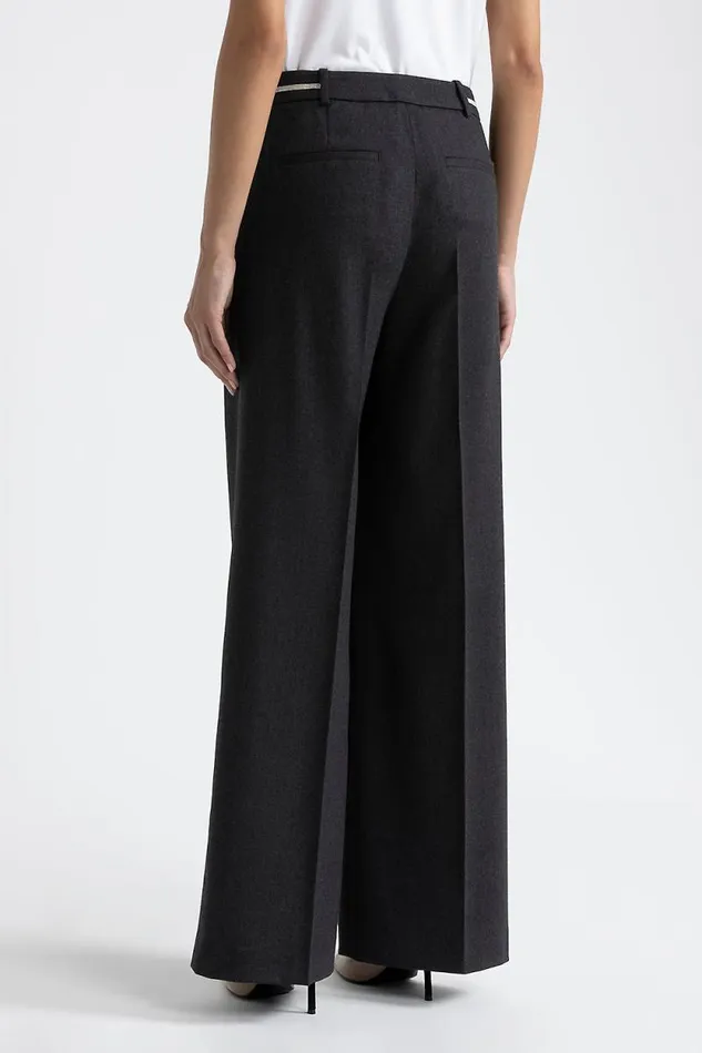 Peserico Trousers Woman Stretch Wool Palazzo Trousers Graphite Peserico Trousers Woman Stretch Wool Palazzo Trousers Graphite