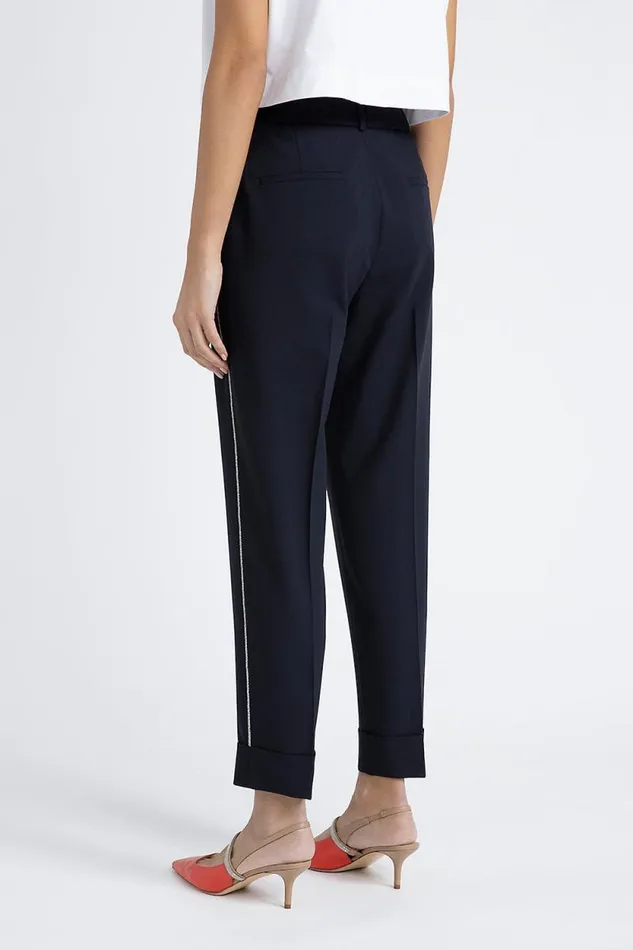 Peserico Trousers Woman Technical Wool Cigarette Trousers Blue Peserico Trousers Woman Technical Wool Cigarette Trousers Blue