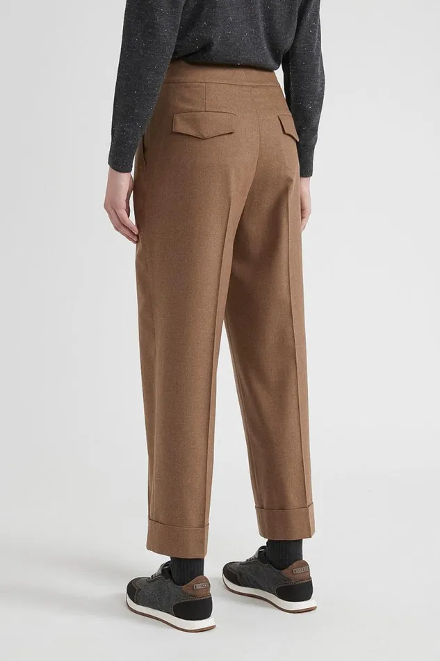 Peserico Trousers Woman Wool And Cashmere Carrot Trousers Chestnut Peserico Trousers Woman Wool And Cashmere Carrot Trousers Chestnut